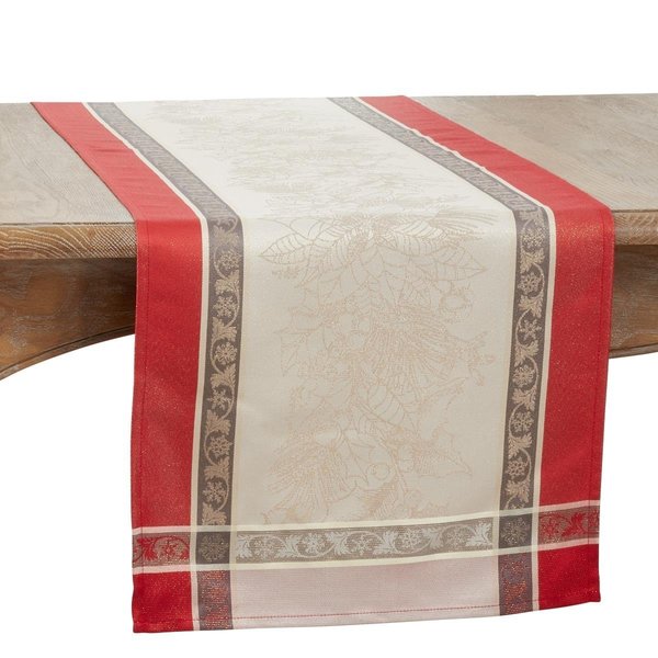 Saro Lifestyle Saro Lifestyle 2487.R1654B 16 x 54 in. Jacquard Christmas Oblong Table Runner; Red 2487.R1654B